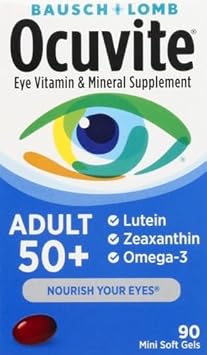 Ocuvite Eye Vitamin & Mineral Supplement, Contains Zinc, Vitamins C, E, Omega 3, Lutein, & Zeaxanthin, 90 Softgels (Packaging May Vary)