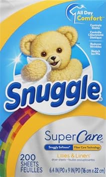 Snuggle Supercare Fabric Softener Dryer Sheets, Lilies And Linen, 200 Count