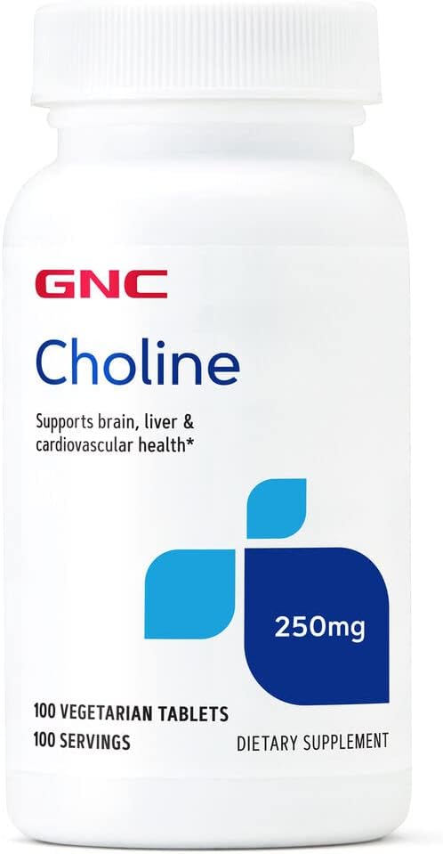 Gnc Choline 250Mg | Supports Brain, Liver And Cardiovascular Health, Vegetarian | 100 Tablets