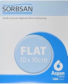 Sorbsan Flat Dressings 10Cm X 20Cm X 5 - Alginate Gel, Wounds, Ulcers, Diabetic