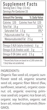 Flora - Udo'S Choice High-Lignan 369 Omega Oil Blend, Udo'S Oil Balanced 2:1:1 Ratio Of Omega Fatty Acids, Made With Organic Flax, Sesame & Sunflower Seed Oils, 17-Oz. Glass Bottle