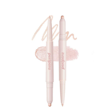 Peripera Sugar Twinkle Duo Eye Shadow Stick (01 Dewy Nude) - Shimmer, Highlighter, Convenient Eye Shadow Cream