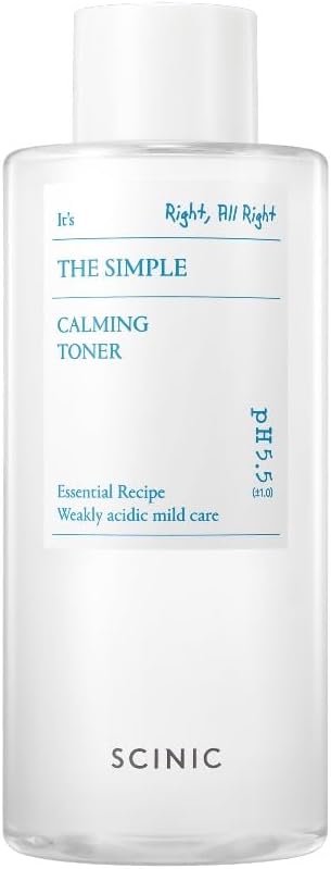 Scinic The Simple Calming Toner 10.1 Fl Oz (300Ml) | Vegan Face Astringent For Sensitive And Irritated Skin | Fresh Watery Texture | Ph-Balanced Mild Toner | Korean Skincare