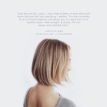 Kristin Ess Hair 3-in-One Titanium Flat Iron Hair Straightener, Curler and Waver - Styling + Frizz Control - Polished S Curls - Dual Voltage - 1 1/4 Inch Rounded Straightener Curler 2 in 1 + Waver : Beauty & Personal Care