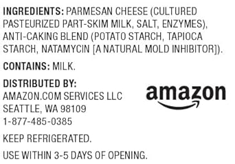 Amazon Brand, Happy Belly Shredded Parmesan Cheese, 6 Oz