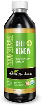 Graviola Cell Renew Plus 12oz - Graviola Extract, Soursop Graviola Leaf Extract 15x Strength - Cell Rejuvenation, Cellular Support Immune Boost Fiber Supplement - 100% Organic and Gluten Free - 1 btl