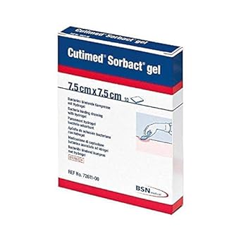 BSN Medical 7261100 Cutimed Sorbact Antimicrobial Hydrogel Dressing, 7.5 cm x 7.5 cm Size (Pack of 10)