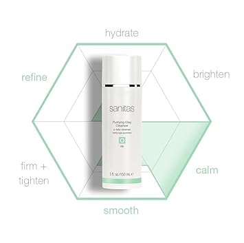 Sanitas Skincare Purifying Clay Cleanser, Detoxifying, Pore Perfecting Cleanser, Volcanic Clay, Tea Tree, Cleanser For Oily Skin, 5 Ounces