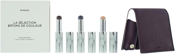 Byredo Plum Set Of 3 + Leather Pouch: Solar Flare, Flower Play, Kumato Face Stic