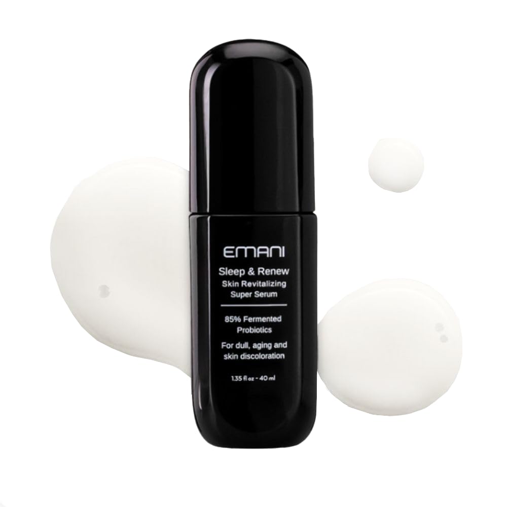 Emani Sleep And Renew Face Serum With Anti Aging And Wrinkle Reducing Properties, Hydrating Serum Contains Fermented Probiotics For Dull And Aging Skin For Women, 1.18 Fl Oz