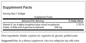 Swanson Vitamin E Mixed Tocopherols 400 Iu (268 Milligrams) 100 Sgels