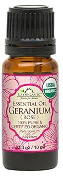 US Organic 100% Pure Rose Geranium Essential Oil (Sourced from South Africa) - USDA Certified Organic, Steam Distilled (10 ml)