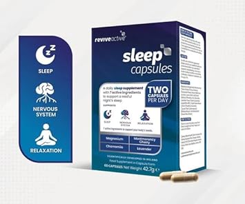 Revive Active Sleep Capsules - Daily Supplement With Magnesium, Montmorency Cherry, Chamomile & Lavender For Relaxation, Nervous System Support & Rest - 7 Active Ingredients - 30 Days Supply