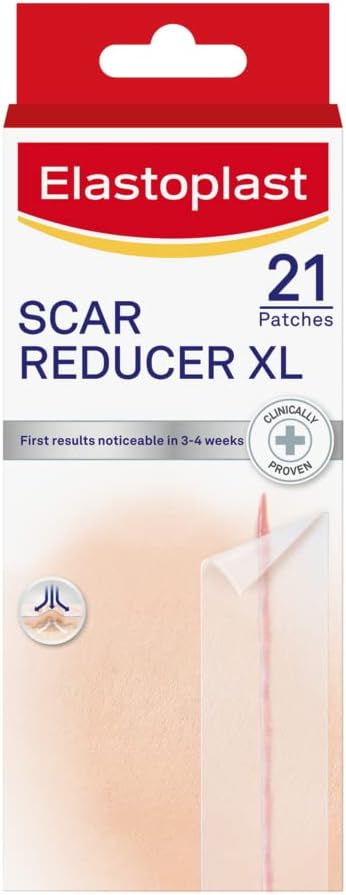 Elastoplast Xl Scar Reducer Plasters (21 Pieces), Scar Cover Up Treatment, Strong Adhesion Scar Sheets To Reduce Visibility Of Scars, Scar Plaster, Water-Resistant Xl Plasters, Clear