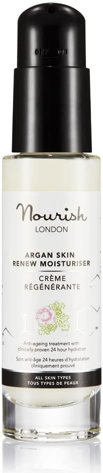 Nourish London Argan Skin Renew Moisturiser 50Ml | Anti-Ageing Daily Moisturiser | Clinically Proven To Boost Hydration By 25% For 24 Hours | 100% Vegan | Cruelty-Free