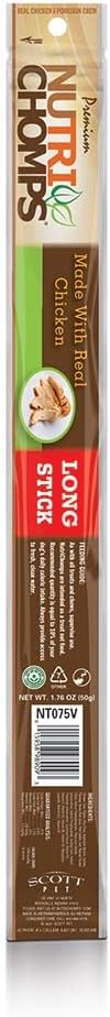 Nutri Chomps Dog Chews, 15-Inch Long Sticks, Easy To Digest, Long Lasting, Rawhide-Free Dog Treats, 1 Count, Real Chicken Flavor