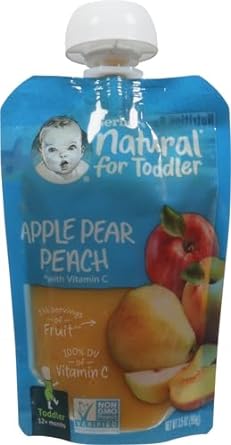 Gerber Baby Food Toddler Apple Pear Peach, 3.5 Oz Pouch