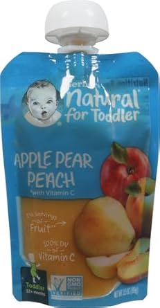 Gerber Baby Food Toddler Apple Pear Peach, 3.5 Oz Pouch