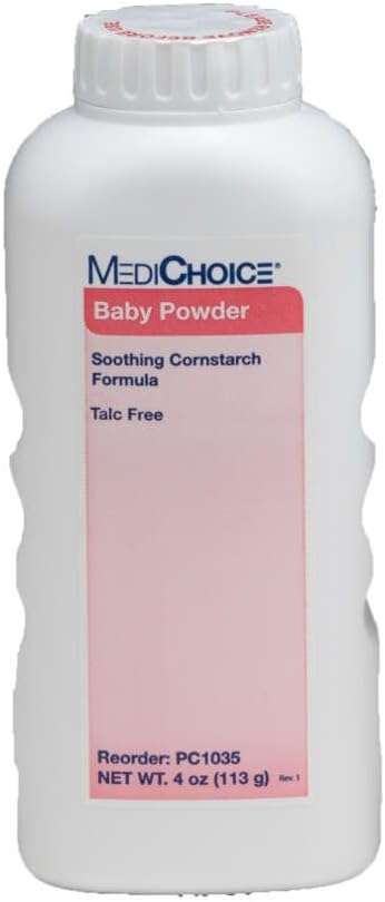 MediChoice Baby Powder, Talc-Free, Food-Grade Cornstarch, 4 Ounce (Box of 12) : Baby