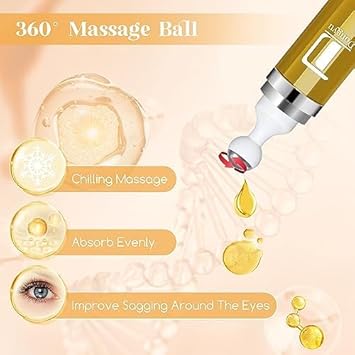 Dongyu Retinol Eye Serum With Roller: Caffeine Under Eye Cream For Dark Circles Puffiness Bags - Anti-Aging Eye Roller Cream Reduce Wrinkles Fine Lines 15Ml