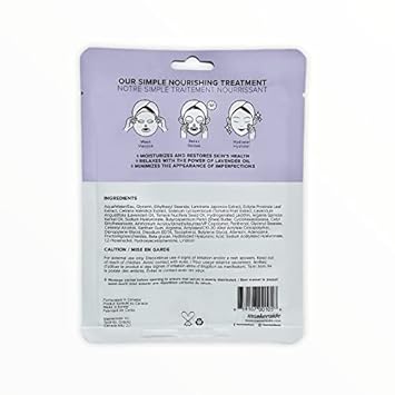 Beauty Restore Nourishing And Hydrating Lavender Face Mask With Hyaluronic Acid, Super Fruit Extracts, Allantoin & Adenosine, Cruelty Free, 5 Pack