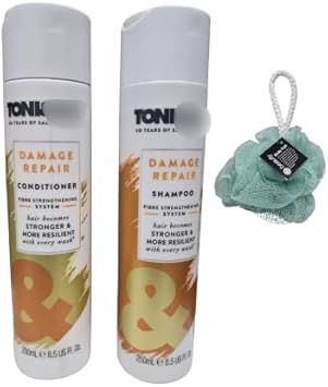 Toni Damage Repair Shampoo+Conditioner Hair Becomes Stronger 250Ml,Duo Set With Free Beauty Body Puff(Any Colour)