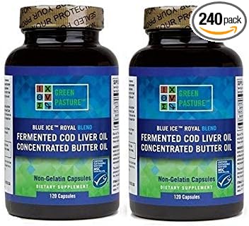 Green Pasture Blue Ice Royal Butter Oil Fermented Cod Liver Oil Blend 240