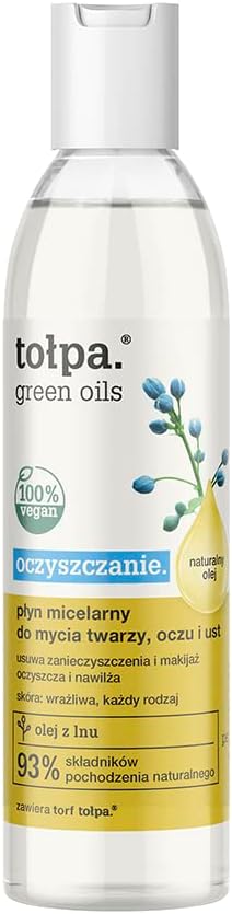 ToPa Green Oils Cleasing - Micellar Liquid For Washing Face, Eyes And Lips - 200 Ml - 100% Vegan