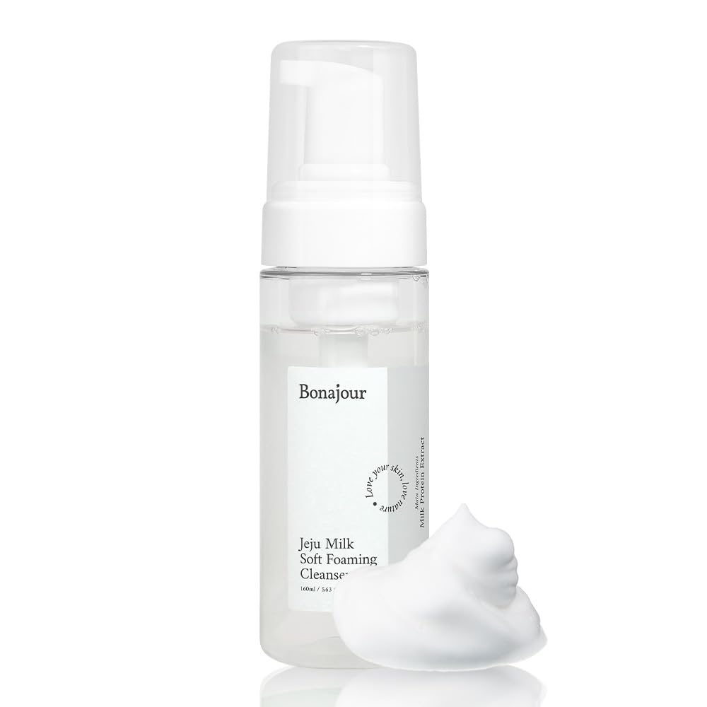 [Bonajour] Jeju Milk Soft Foaming Low Ph Cleanser, Natural Face Wash For Sensitive Skin For Daily Face Washing 5.3 Fl. Oz