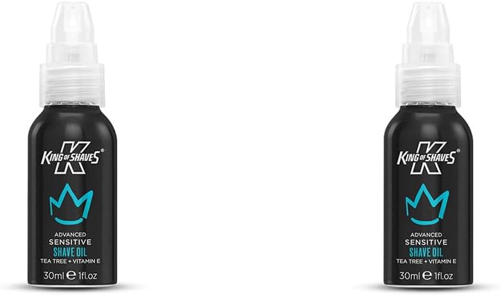 King Of Shaves Advanced Sensitive Shaving Oil For Men With Handy Pump, For A Close And Comfortable Shave, Shave Oil For Men, 2X30Ml