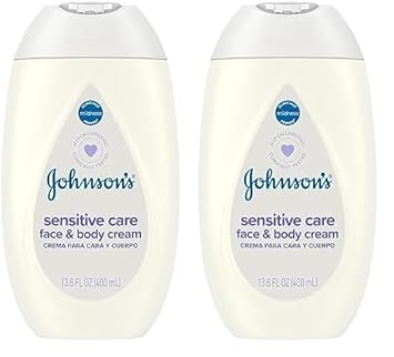 Johnson'S Baby Sensitive Care Face & Body Cream For Babies, Daily Moisturizing Baby Cream To Calm, Nourish & Comfort Dry, Sensitive Skin, Lightly Scented, No Greasy Feel, Hypoallergenic, 13.6 Fl. Oz