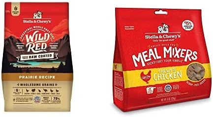 Stella & Chewy's Wild Red Raw Coated Kibble Dry Dog Food Wholesome Grains Pairie Recipe, 3.5lb Bag + Freeze-Dried Raw Meal Mixers Dog Food Topper Chewy's Chicken Recipe, 8oz Bag : Pet Supplies