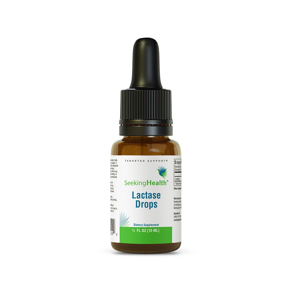 Seeking Health Lactase Drops, Supports Lactose and Dairy Digestion, for Lactose-Intolerant, Lactase Enzyme in Sweet Natural Glycerin Base to Make Lactose-Free Milk, 52 Servings (0.50 fl. Ounce)