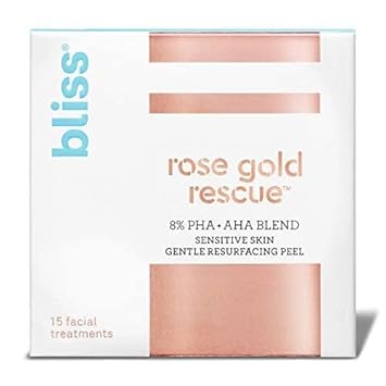 Bliss Rose Gold Rescue Daily Peel - 15 ct | Vegan & Paraben-Free | 8% PHA + AHA Blend for Sensitive Skin | Targets Dull Skin, Wrinkles, Enlarged Pores, Uneven Tone & Texture : Beauty & Personal Care