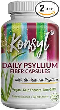 Daily Psyllium Fiber Capsules - Contains 1500mg of All-Natural Psyllium Husk Powder per Serving - Supports Digestive Health and Weight Management Goals+ (2 Pack - 200 Count Each)
