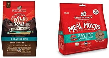 Stella & Chewy's Wild Red Red Ocean Recipe Dry Dog Food + Salmon & Cod Recipe Freeze-Dried Meal Mixers - Small Bag Bundle : Pet Supplies