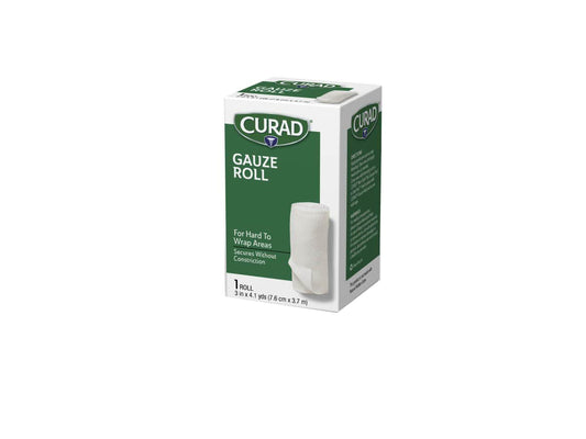 Curad Stretch Rolled Gauze, 3" X 4.1 Yds., Essential First Aid Supply, Pack Of 24