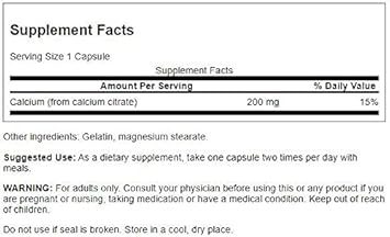 Swanson Calcium Citrate 200 Milligrams 60 Capsules