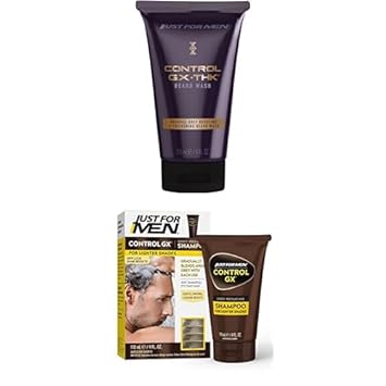 Just for Men Control GX + THK Grey Reducing and Thickening Beard Wash, 4 oz (Pack of 1) + Just for Men Control GX Grey Reducing Shampoo for Lighter Shades of Hair, 4 Fl Oz (Pack of 1) : Beauty & Personal Care
