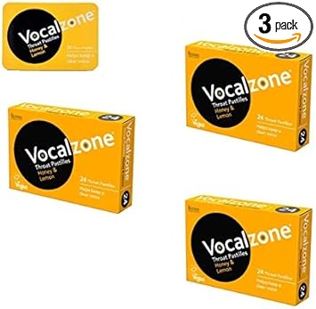 Vocalzone Throat Pastilles Honey & Lemon 3 Packs + Free tin - for Sore Throats and Hoarseness When Overusing Your Voice. Produced and Sold in The United Kingdom Since 1912. : Amazon.co.uk: Health & Personal Care