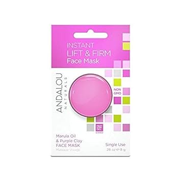 Andalou Naturals Instant Lift and Firm Marula Oil and Purple Clay Mask Pod, Single Face Mask, 6 Count(Pack of 1)