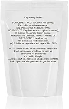 Kelp 500mg Natural Sea Ascophyllum Nodosum 250 Tablets Normal Production of Thyroid Hormones Thyroid Function Energy-yielding Metabolism HEALTHY MOOD UK Quality Nutrients :Health & Personal Care