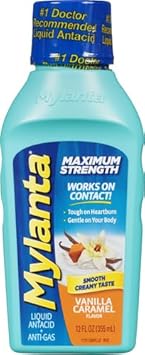 Mylanta Antacid And Gas Relief, Maximum Strength Formula, Vanilla Caramel Flavor, 12 Fluid Ounce