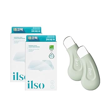 Ilso Natural Mild Clear Nose Patch + Deep Clean Master (Blackheads Remover Tool) Set X 2 (4 Products), Melt Blackheads & Tighten Pores