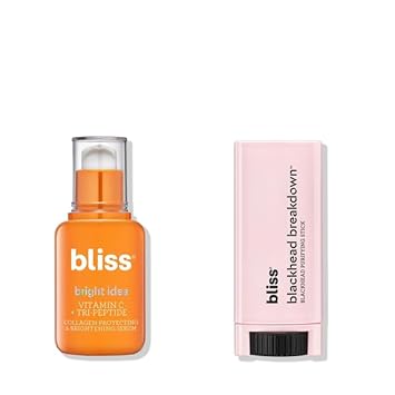 Bliss Bright Idea Vitamin C + Tri-Peptide Brightening Serum & Bliss Blackhead Breakdown - 1 Oz - Blackhead Purifying Stick