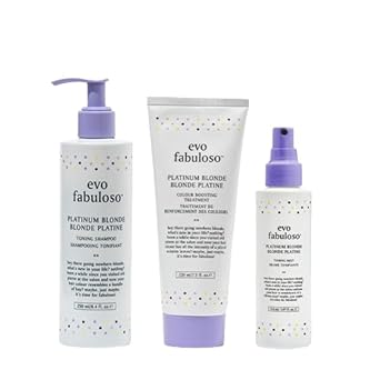 Evo Fabuloso Platinum Blonde Hair Care Routine Bundle: Toning Shampoo, Colour Boosting Treatment, And Toning Mist