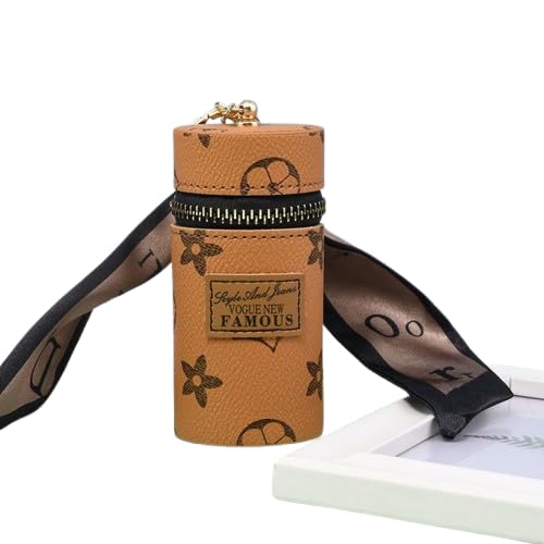 Leather Lip Gloss Bag with Keychain – Lipstick Organizer | Mini Lipstick Case for Purse | Travel Makeup Holder for Lipstick