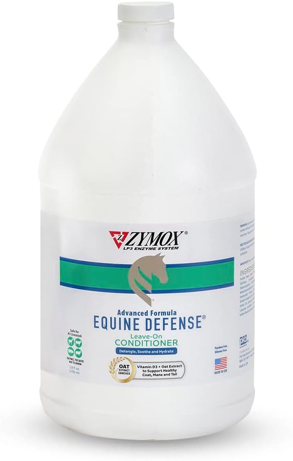 Zymox Equine Defense Advanced Formula Leave-On Conditioner, 1 Gal. – Horse Coat Care: Detangles, Soothes, & Moisturizes Skin, Mane & Tail