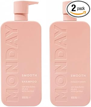 Monday Haircare Smooth Shampoo & Conditioner Twin 2 X 800Ml - Cruelty-Free, Sls & Paraben Free - Dermatologically Tested | For Frizzy Hair, With Shea Butter For Hair Nourishment