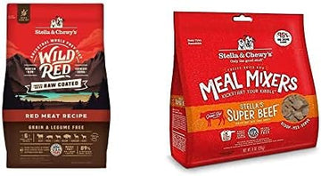 Stella & Chewy's Wild Red Raw Coated Kibble Dry Dog Food Grain Free Red Meat Recipe, 3.5lb Bag + Freeze-Dried Raw Meal Mixers Dog Food Topper Stella's Super Beef Recipe, 8oz Bag : Pet Supplies